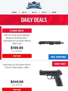 Today Only Deal! | Ruger Security-9 Pro 9mm Pistol w/ Night Sights $249.99!