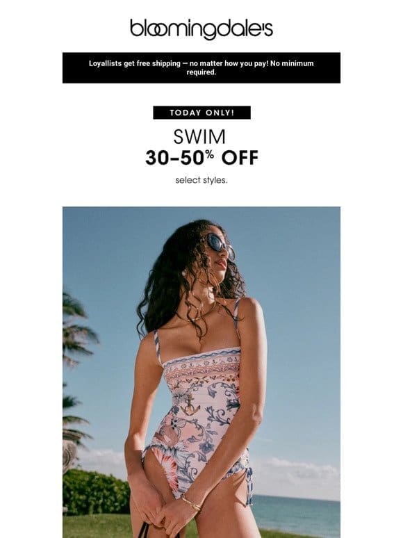 Today only! 30-50% off swim