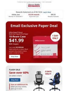 Today only ▶ Stock up with $41.99 Office Depot® Brand 10rm paper
