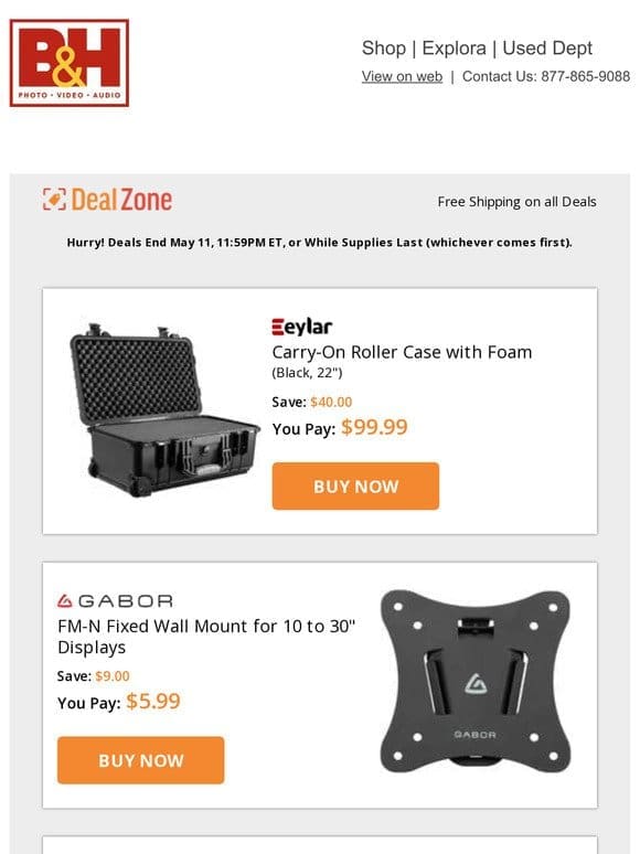 Today’s Deals: Eylar Carry-On Roller Case w/ Foam， Gabor Fixed Wall Mount， 3 Legged Thing Zelda Dedicated L-Bracket for Nikon Z Cameras， JOBY GripTight ONE Micro Stand for Smartphones & More