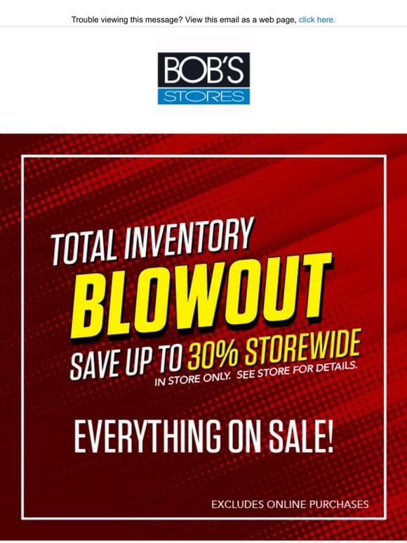 Total Inventory Blowout: Up to 30% OFF Storewide