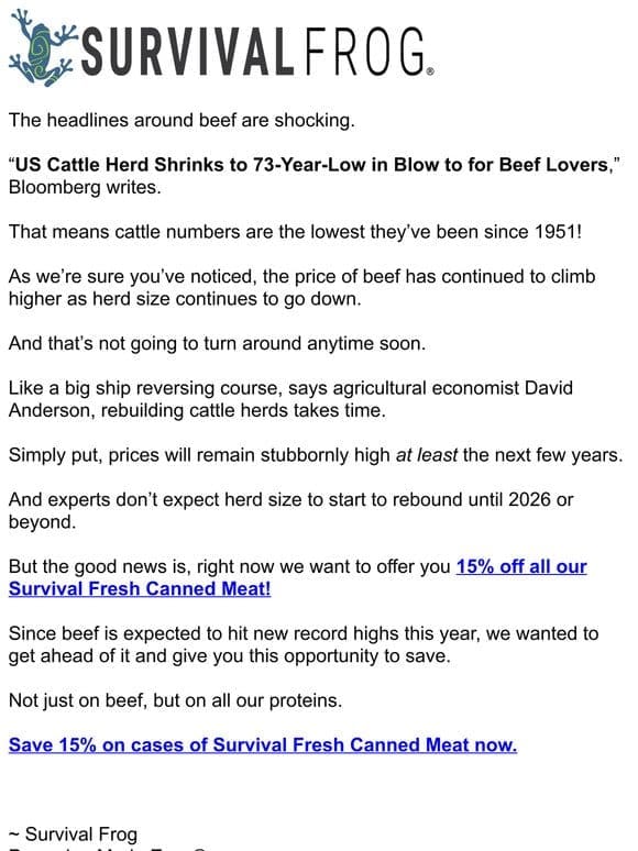 U.S. beef cattle herds smallest since 1951