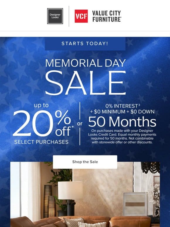 UP TO 20% OFF: The Memorial Day Sale starts now!