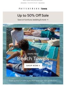 UPF 50+ beach towels ship free ?