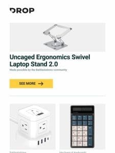 Uncaged Ergonomics Swivel Laptop Stand 2.0， Uncaged Ergonomics Cube USB Power Strip， TECSEE Bluetooth Wireless Numeric Keypad and more…