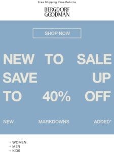 Up To 40% Off New To Sale