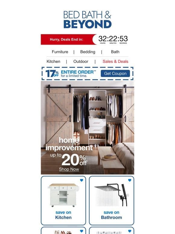 Up to 20% Off Home Improvement to Upgrade Your Space  ️