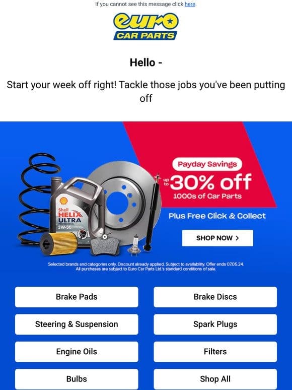 Up to 30% Off Parts | Tackle Those Jobs You’ve Been Putting Off