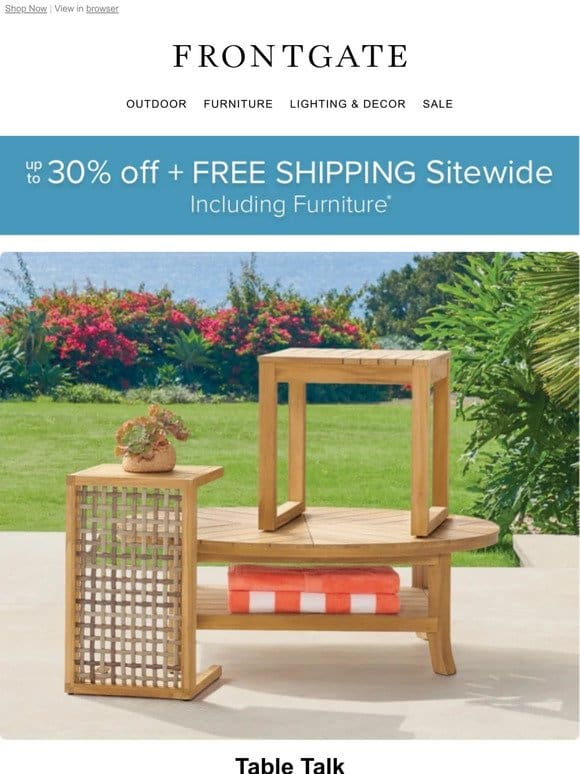 Up to 30% off + FREE SHIPPING sitewide， including furniture.