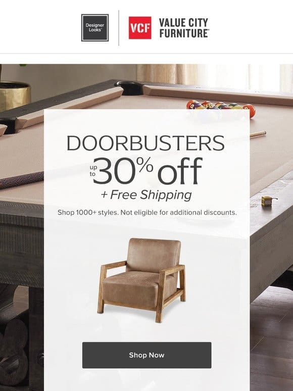 ? Up to 30% off online Doorbusters + FREE shipping!