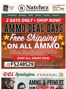 Up to $368 Off Ammo & Primers Now!