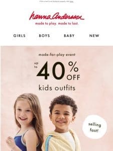 Up to 40% Off Kids Outfits