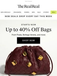 Up to 40% off bags