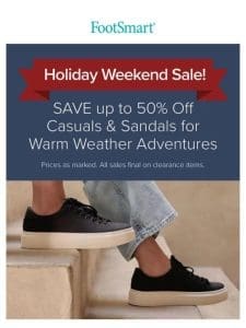Up to 50% Off Casuals & Sandals!