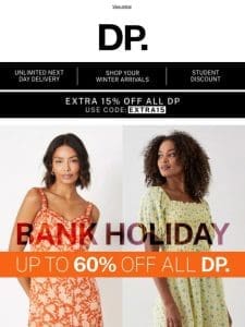 Up to 60% off all DP PLUS an extra 15% off code inside