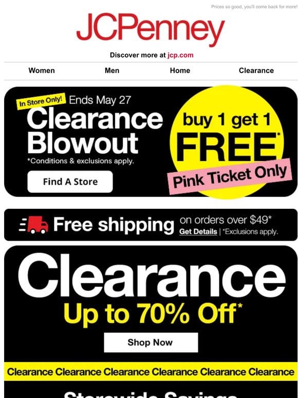 Up to 70% Off Clearance is about to Make. Your. Day