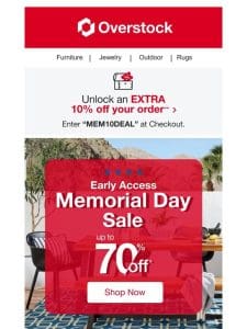 Up to 70% off Starts Now! It’s the Memorial Day Sale