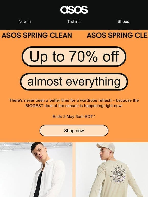 Up to 70% off almost everything!