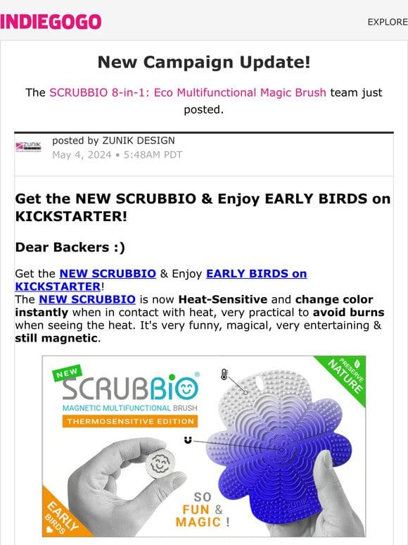 Update #10 from SCRUBBIO 8-in-1: Eco Multifunctional Magic Brush