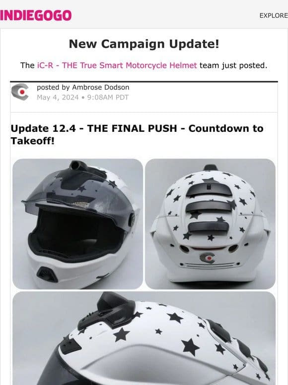 Update #30 from iC-R – THE True Smart Motorcycle Helmet