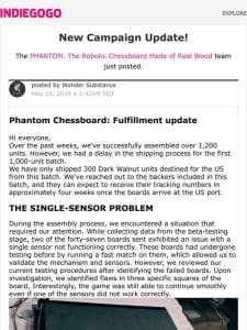 Update #34 from PHANTOM. The Robotic Chessboard Made of Real Wood