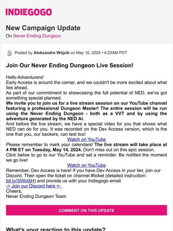 Update #38 from Never Ending Dungeon
