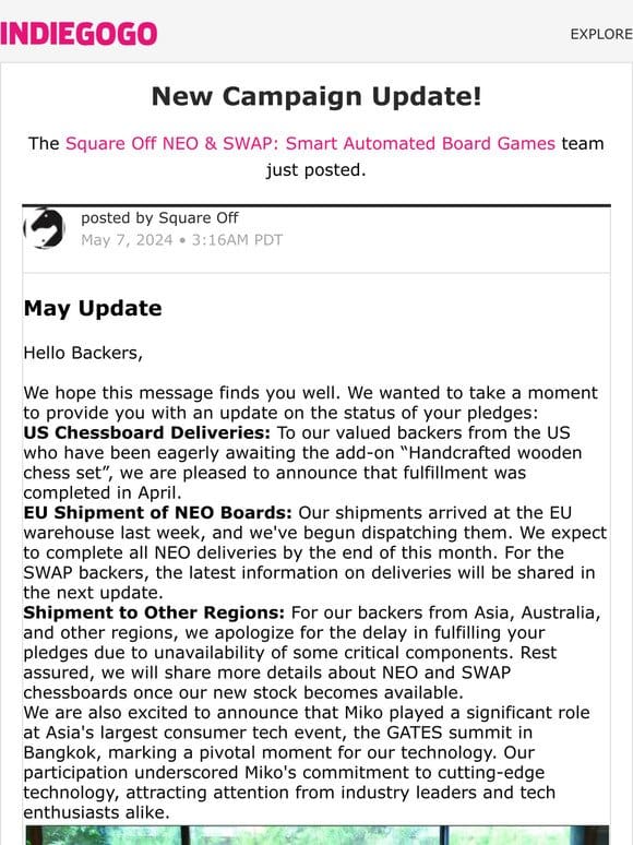 Update #51 from Square Off NEO & SWAP: Smart Automated Board Games
