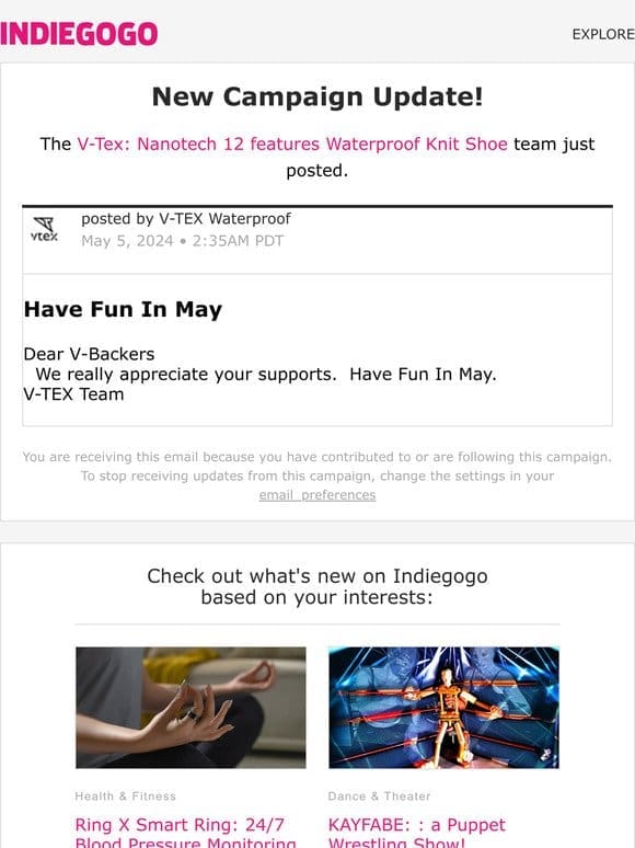 Update #56 from V-Tex: Nanotech 12 features Waterproof Knit Shoe
