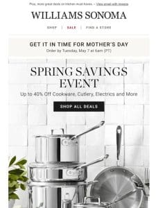 Upgrade Mom’s collection with up to $200 OFF All-Clad d5 Cookware Sets + shop the SPRING SAVINGS EVENT