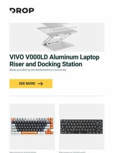 VIVO V000LD Aluminum Laptop Riser and Docking Station， FRONTIER X Era PBT Keycap Set， DZ60/DZ60RGB USB Type-C 60% PCB and more…