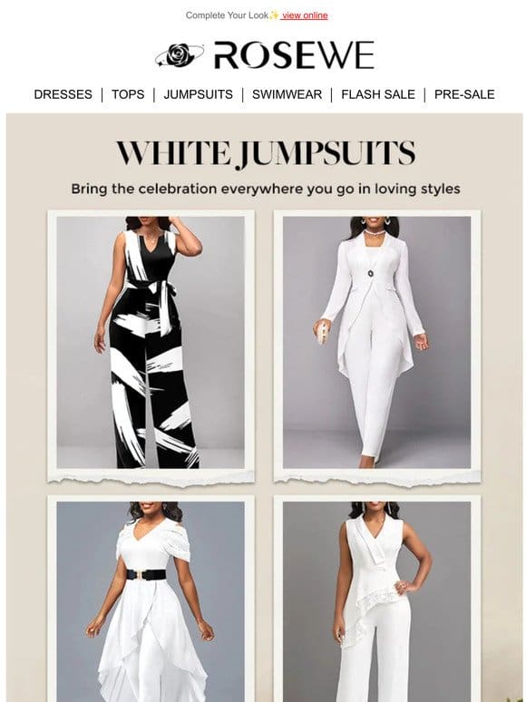 WHITE JUMPSUITS: Party-Ready and Office-Chic.
