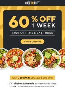 WHOA!   60% Off Your First Week + 20% Your Next Three