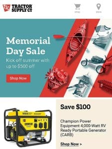 We Saw This up to $500 Discount And Thought Of You – Shop At Tractor Supply For Your Memorial Day Essentials