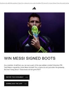 Win Messi signed boots