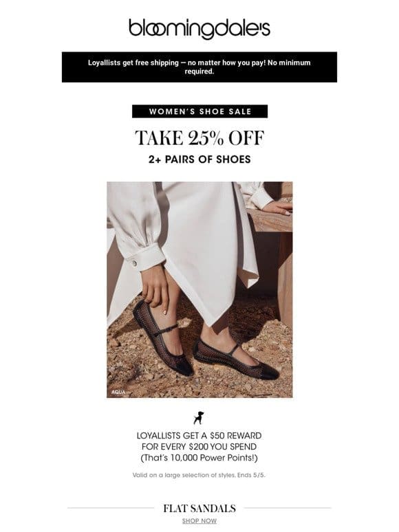 Women’s Shoe Sale: 25% off 2+ pairs!