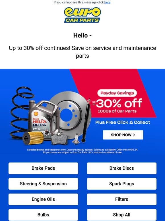 You Still Have Time To Get Up To 30% Off Car Parts
