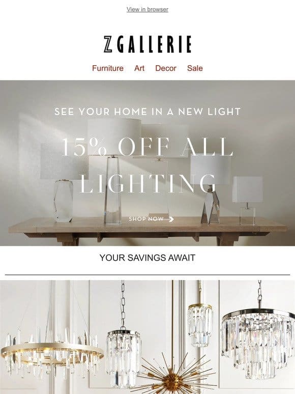 Your Exclusive Invite: Light up Your Space with 15% Off All Lighting! ✨