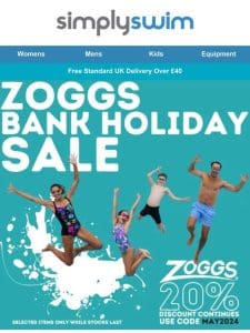 Zoggs Bank Holiday Sale Still On – Grab Your 20% Off Now | Simply Swim