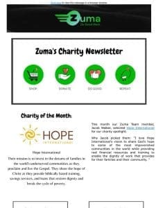 Zuma’s May Charity Newsletter