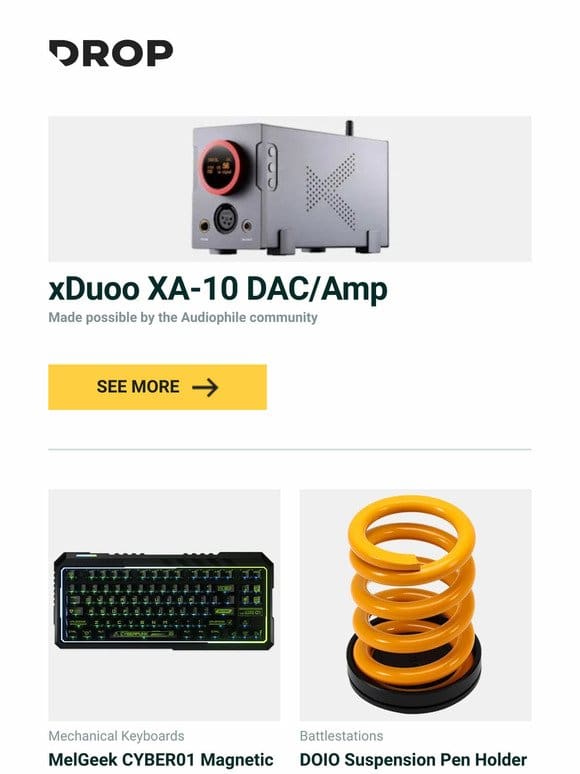 xDuoo XA-10 DAC/Amp， MelGeek CYBER01 Magnetic Switch Mechanical Keyboard， DOIO Suspension Pen Holder and more…