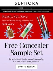 ‍♂️ ‍♀️ Yes， please! A free concealer sample set could be yours with min. spend…