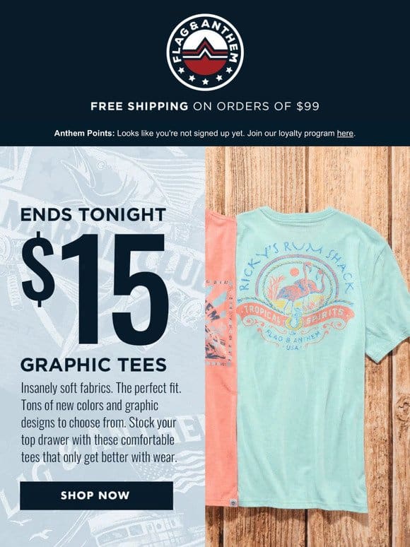 ⏰ $15 Graphic Tees Ends TONIGHT!