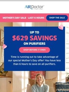 ⏰ Final 6 hours! Save up to $629 on purifiers