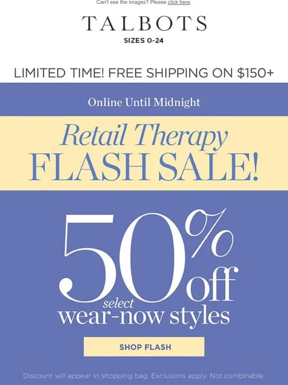 ⚡ FLASH SALE ⚡ 50% off select WEAR-NOW styles