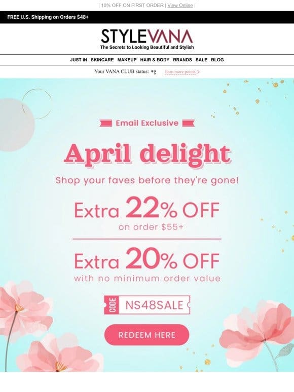 ✨ April Delight: Get 22% Off Your Favorites!  ️