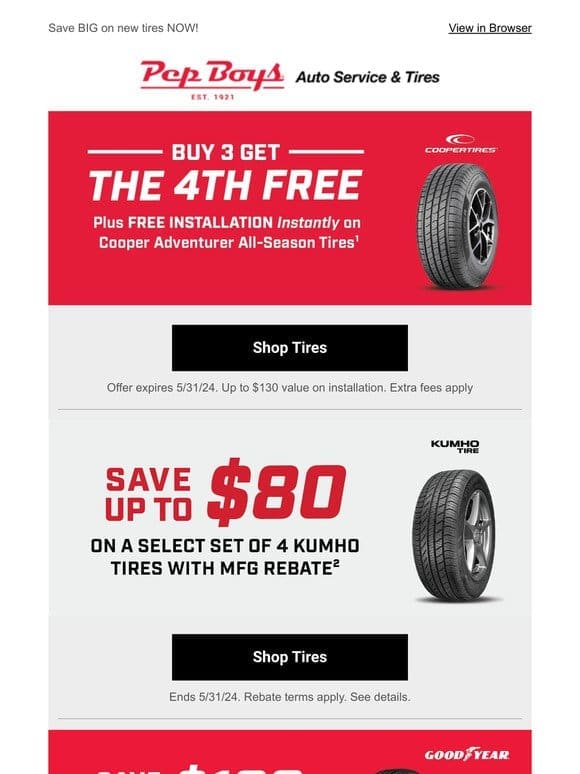 ✨Get your 4th Cooper tire FREE plus FREE INSTALLATION✨