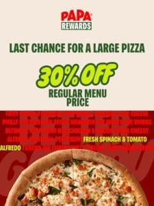 30% Off for Pizza Night