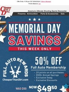 50% Off Full Auto Rewards Membership This Week Only