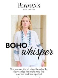 Dress to impress with our Boho Whisper collection