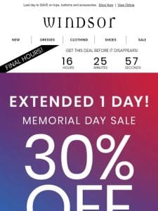 Extended 1 Day: 30% Off Sitewide ❤️ Memorial Day Sale